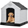 imageYITAHOME Large Plastic Dog House Outdoor Indoor Doghouse Puppy Shelter Water Resistant Easy Assembly Sturdy Dog Kennel with Air Vents and Elevated FloorGray