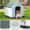imageYITAHOME Large Plastic Dog House Outdoor Indoor Doghouse Puppy Shelter Water Resistant Easy Assembly Sturdy Dog Kennel with Air Vents and Elevated FloorGray