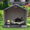 imageYITAHOME Large Plastic Dog House Outdoor Indoor Doghouse Puppy Shelter Water Resistant Easy Assembly Sturdy Dog Kennel with Air Vents and Elevated FloorGrayBrown