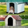 imageYITAHOME Large Plastic Dog House Outdoor Indoor Doghouse Puppy Shelter Water Resistant Easy Assembly Sturdy Dog Kennel with Air Vents and Elevated FloorGrayWhite