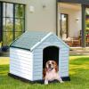 imageYITAHOME Large Plastic Dog House Outdoor Indoor Doghouse Puppy Shelter Water Resistant Easy Assembly Sturdy Dog Kennel with Air Vents and Elevated FloorGray