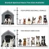 imageYITAHOME Large Plastic Dog House Outdoor Indoor Doghouse Puppy Shelter Water Resistant Easy Assembly Sturdy Dog Kennel with Air Vents and Elevated FloorBlackGray