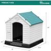 imageYITAHOME Large Plastic Dog House Outdoor Indoor Doghouse Puppy Shelter Water Resistant Easy Assembly Sturdy Dog Kennel with Air Vents and Elevated FloorBlue