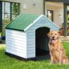 imageYITAHOME Large Plastic Dog House Outdoor Indoor Doghouse Puppy Shelter Water Resistant Easy Assembly Sturdy Dog Kennel with Air Vents and Elevated FloorGreen