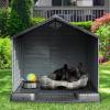 imageYITAHOME Large Plastic Dog House Outdoor Indoor Doghouse Puppy Shelter Water Resistant Easy Assembly Sturdy Dog Kennel with Air Vents and Elevated FloorBlackGray