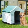 imageYITAHOME Large Plastic Dog House Outdoor Indoor Doghouse Puppy Shelter Water Resistant Easy Assembly Sturdy Dog Kennel with Air Vents and Elevated FloorBlue