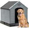 imageYITAHOME Large Plastic Dog House Outdoor Indoor Doghouse Puppy Shelter Water Resistant Easy Assembly Sturdy Dog Kennel with Air Vents and Elevated FloorBlackGray