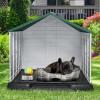 imageYITAHOME Large Plastic Dog House Outdoor Indoor Doghouse Puppy Shelter Water Resistant Easy Assembly Sturdy Dog Kennel with Air Vents and Elevated FloorGreen