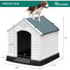 imageYITAHOME Large Plastic Dog House Outdoor Indoor Doghouse Puppy Shelter Water Resistant Easy Assembly Sturdy Dog Kennel with Air Vents and Elevated FloorGray