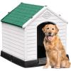 imageYITAHOME Large Plastic Dog House Outdoor Indoor Doghouse Puppy Shelter Water Resistant Easy Assembly Sturdy Dog Kennel with Air Vents and Elevated FloorGreen