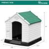 imageYITAHOME Large Plastic Dog House Outdoor Indoor Doghouse Puppy Shelter Water Resistant Easy Assembly Sturdy Dog Kennel with Air Vents and Elevated FloorGreen