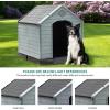 imageYITAHOME Large Plastic Dog House Outdoor Indoor Doghouse Puppy Shelter Water Resistant Easy Assembly Sturdy Dog Kennel with Air Vents and Elevated FloorBlackGray
