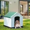 imageYITAHOME Large Plastic Dog House Outdoor Indoor Doghouse Puppy Shelter Water Resistant Easy Assembly Sturdy Dog Kennel with Air Vents and Elevated FloorGreen