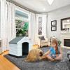 imageYITAHOME Large Plastic Dog House Outdoor Indoor Doghouse Puppy Shelter Water Resistant Easy Assembly Sturdy Dog Kennel with Air Vents and Elevated FloorGrayWhite