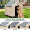 imageYITAHOME Large Plastic Dog House Outdoor Indoor Doghouse Puppy Shelter Water Resistant Easy Assembly Sturdy Dog Kennel with Air Vents and Elevated FloorGrayBrown