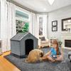 imageYITAHOME Large Plastic Dog House Outdoor Indoor Doghouse Puppy Shelter Water Resistant Easy Assembly Sturdy Dog Kennel with Air Vents and Elevated FloorBlackGray