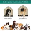 imageYITAHOME Large Plastic Dog House Outdoor Indoor Doghouse Puppy Shelter Water Resistant Easy Assembly Sturdy Dog Kennel with Air Vents and Elevated FloorGrayBrown