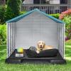 imageYITAHOME Large Plastic Dog House Outdoor Indoor Doghouse Puppy Shelter Water Resistant Easy Assembly Sturdy Dog Kennel with Air Vents and Elevated FloorBlue