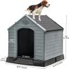 imageYITAHOME Large Plastic Dog House Outdoor Indoor Doghouse Puppy Shelter Water Resistant Easy Assembly Sturdy Dog Kennel with Air Vents and Elevated FloorBlackGray