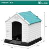 imageYITAHOME Large Plastic Dog House Outdoor Indoor Doghouse Puppy Shelter Water Resistant Easy Assembly Sturdy Dog Kennel with Air Vents and Elevated FloorBlue