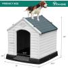 imageYITAHOME Large Plastic Dog House Outdoor Indoor Doghouse Puppy Shelter Water Resistant Easy Assembly Sturdy Dog Kennel with Air Vents and Elevated FloorGrayWhite