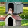 imageYITAHOME Large Plastic Dog House Outdoor Indoor Doghouse Puppy Shelter Water Resistant Easy Assembly Sturdy Dog Kennel with Air Vents and Elevated FloorBlackGray