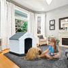 imageYITAHOME Large Plastic Dog House Outdoor Indoor Doghouse Puppy Shelter Water Resistant Easy Assembly Sturdy Dog Kennel with Air Vents and Elevated FloorGray