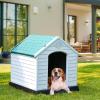 imageYITAHOME Large Plastic Dog House Outdoor Indoor Doghouse Puppy Shelter Water Resistant Easy Assembly Sturdy Dog Kennel with Air Vents and Elevated FloorBlue