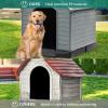 imageYITAHOME Large Plastic Dog House Outdoor Indoor Doghouse Puppy Shelter Water Resistant Easy Assembly Sturdy Dog Kennel with Air Vents and Elevated FloorBlackGray