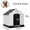 imageYITAHOME Large Plastic Dog House Outdoor Indoor Doghouse Puppy Shelter Water Resistant Easy Assembly Sturdy Dog Kennel with Air Vents and Elevated FloorGray