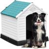 imageYITAHOME Large Plastic Dog House Outdoor Indoor Doghouse Puppy Shelter Water Resistant Easy Assembly Sturdy Dog Kennel with Air Vents and Elevated FloorBlue