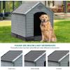 imageYITAHOME Large Plastic Dog House Outdoor Indoor Doghouse Puppy Shelter Water Resistant Easy Assembly Sturdy Dog Kennel with Air Vents and Elevated FloorBlackGray