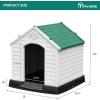 imageYITAHOME Large Plastic Dog House Outdoor Indoor Doghouse Puppy Shelter Water Resistant Easy Assembly Sturdy Dog Kennel with Air Vents and Elevated FloorGreen