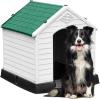 imageYITAHOME Large Plastic Dog House Outdoor Indoor Doghouse Puppy Shelter Water Resistant Easy Assembly Sturdy Dog Kennel with Air Vents and Elevated FloorGreen