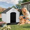 imageYITAHOME Large Plastic Dog House Outdoor Indoor Doghouse Puppy Shelter Water Resistant Easy Assembly Sturdy Dog Kennel with Air Vents and Elevated FloorGray