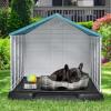 imageYITAHOME Large Plastic Dog House Outdoor Indoor Doghouse Puppy Shelter Water Resistant Easy Assembly Sturdy Dog Kennel with Air Vents and Elevated FloorBlue