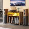 imageYITAHOME Large Record Player Stand with Power Outlets ampamp LED Lights Vinyl Record Storage Table with Display Shelf Holds Up to 120 Albums Turntable Stand for Living Room Bedroom BrownBrown