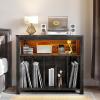 imageYITAHOME Large Record Player Stand with Power Outlets ampamp LED Lights Vinyl Record Storage Table with Display Shelf Holds Up to 120 Albums Turntable Stand for Living Room Bedroom Dark Rustic OakDark Rustic Oak