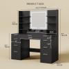 imageYITAHOME Large Vanity Desk with Mirror LED Lights and Power Outlets Big Makeup Table with 9 Drawers 5 Storage Shelves ampamp 2 Cosmetic Brush Holes Dressing Table for Bedroom Black Vanity SetBlack