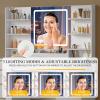 imageYITAHOME Large Vanity Desk with Mirror LED Lights and Power Outlets Big Makeup Table with 9 Drawers 5 Storage Shelves ampamp 2 Cosmetic Brush Holes Dressing Table for Bedroom Black Vanity SetWhite