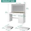 imageYITAHOME Large Vanity Desk with Mirror ampamp Light Power Outlet Makeup Vanity Set with 2 Drawers and 3 Level Storage Dressers 3 Lighting Modes Adjustable Brightness Bedroom Dressing Table WhiteWhite