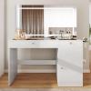 imageYITAHOME Large Vanity Desk with Mirror ampamp Light Power Outlet Makeup Vanity Set with 2 Drawers and 3 Level Storage Dressers 3 Lighting Modes Adjustable Brightness Bedroom Dressing Table WhiteWhite