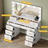 imageYITAHOME Large Vanity Desk with Mirror and Lights Big Makeup Vanity with Power Outlets ampamp 11 Drawers 3 Lighting Modes Adjustable Bedroom Dressing Table for Bedroom Dressing Room BlackWhite