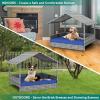 imageYITAHOME Large Wicker Dog House with Cushion Outdoor Indoor Rattan Doghouse Elevated Raised Dog Bed with Canopy Water Resistant Dog Cot for Small Medium and Large Dogs Gray ampamp Blue