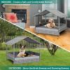 imageYITAHOME Large Wicker Dog House with Cushion Outdoor Indoor Rattan Doghouse Elevated Raised Dog Bed with Canopy Waterproof Dog Cot for Small Medium and Large Dogs GrayGray