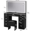 imageYITAHOME Lighted Vanity Table with Glass Top 11 Drawers ampamp Storage Stool Makeup Desk with Smart Mirror Touch LED Lights Charging Ports ampamp Hair Dryer HolderDark Black
