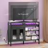 imageYITAHOME Liquor Cabinet Bar for Home 47quot Industrial Wine Buffet Cabinet with LED LightsPower Outlets and Wine Rack Storage Small Coffee Bar Cabinet for Kitchen Dining Living Room Black
