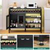 imageYITAHOME Liquor Cabinet Bar for Home 47quot Industrial Wine Buffet Cabinet with LED LightsPower Outlets and Wine Rack Storage Small Coffee Bar Cabinet for Kitchen Dining Living Room Black