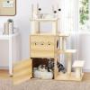imageYITAHOME Litter Box Enclosure 2in1 Modern Cat Tree with 3 Litter Mats for Large Cats Indoor Wood Cat House and Condo with Sisal Scratching Post and Toys