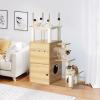 imageYITAHOME Litter Box Enclosure 2in1 Modern Cat Tree with 3 Litter Mats for Large Cats Indoor Wood Cat House and Condo with Sisal Scratching Post and Toys